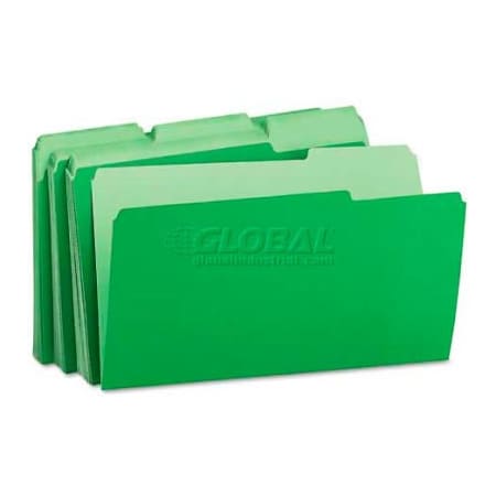 Universal Universal Recycled Interior File Folders, 1/3 Cut Top Tab, Legal, Green, 100/Box 15302